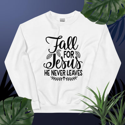 F&H Fall For Jesus He Never Leaves Heavy Blend Sweatshirt