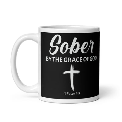 F&H Sober By The Grace Of God White Glossy mug
