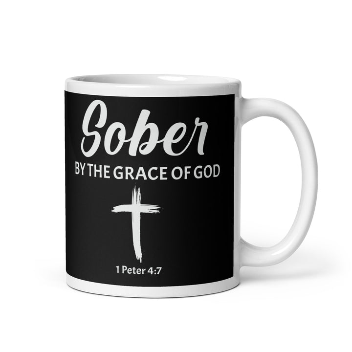 F&H Sober By The Grace Of God White Glossy mug