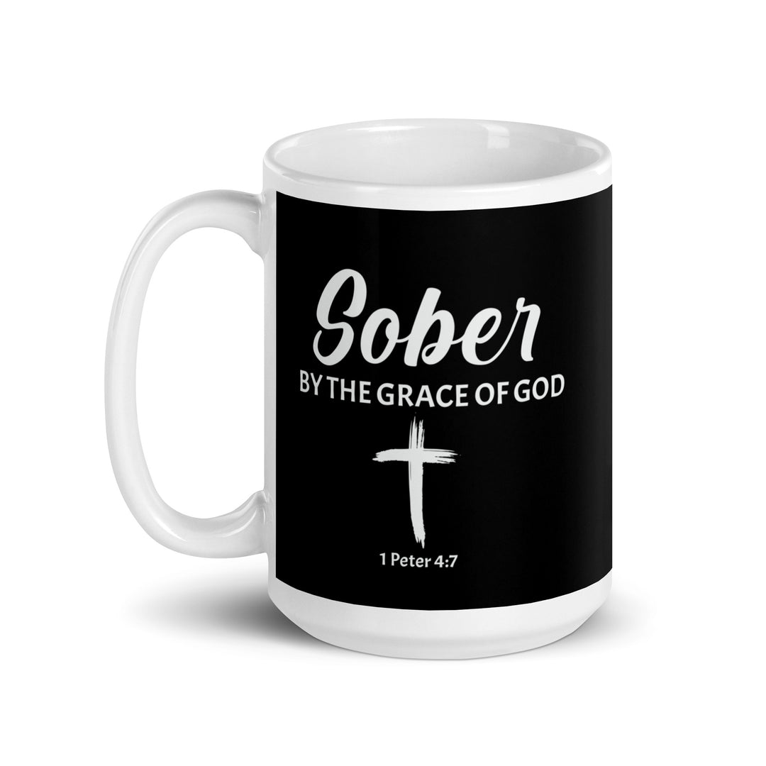F&H Sober By The Grace Of God White Glossy mug