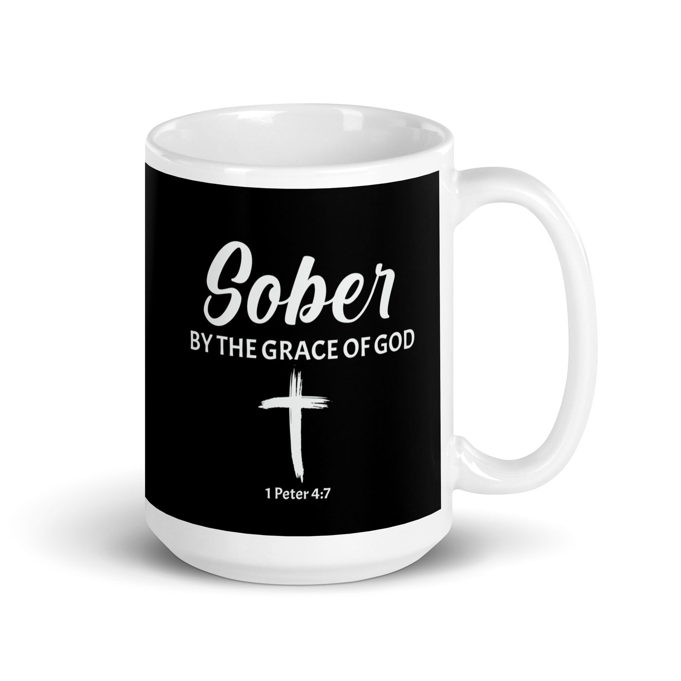 F&H Sober By The Grace Of God White Glossy mug