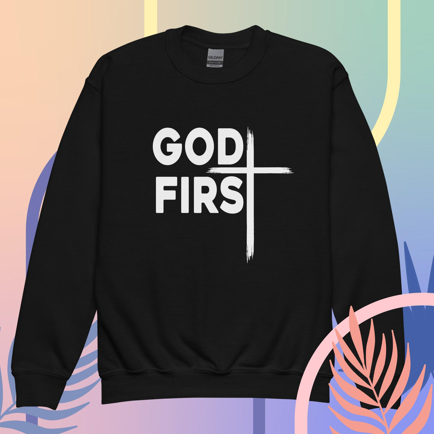 F&H God First Unisex Youth Crewneck Sweatshirt