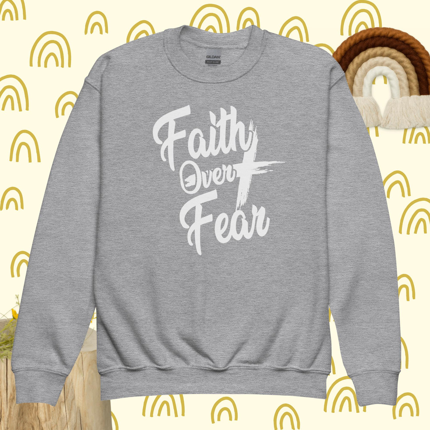 F&H Faith Over Fear Youth Unisex Crewneck Sweatshirt