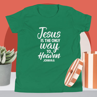 F&H Jesus Is The Only Way To Heaven Youth Short Sleeve T-Shirt