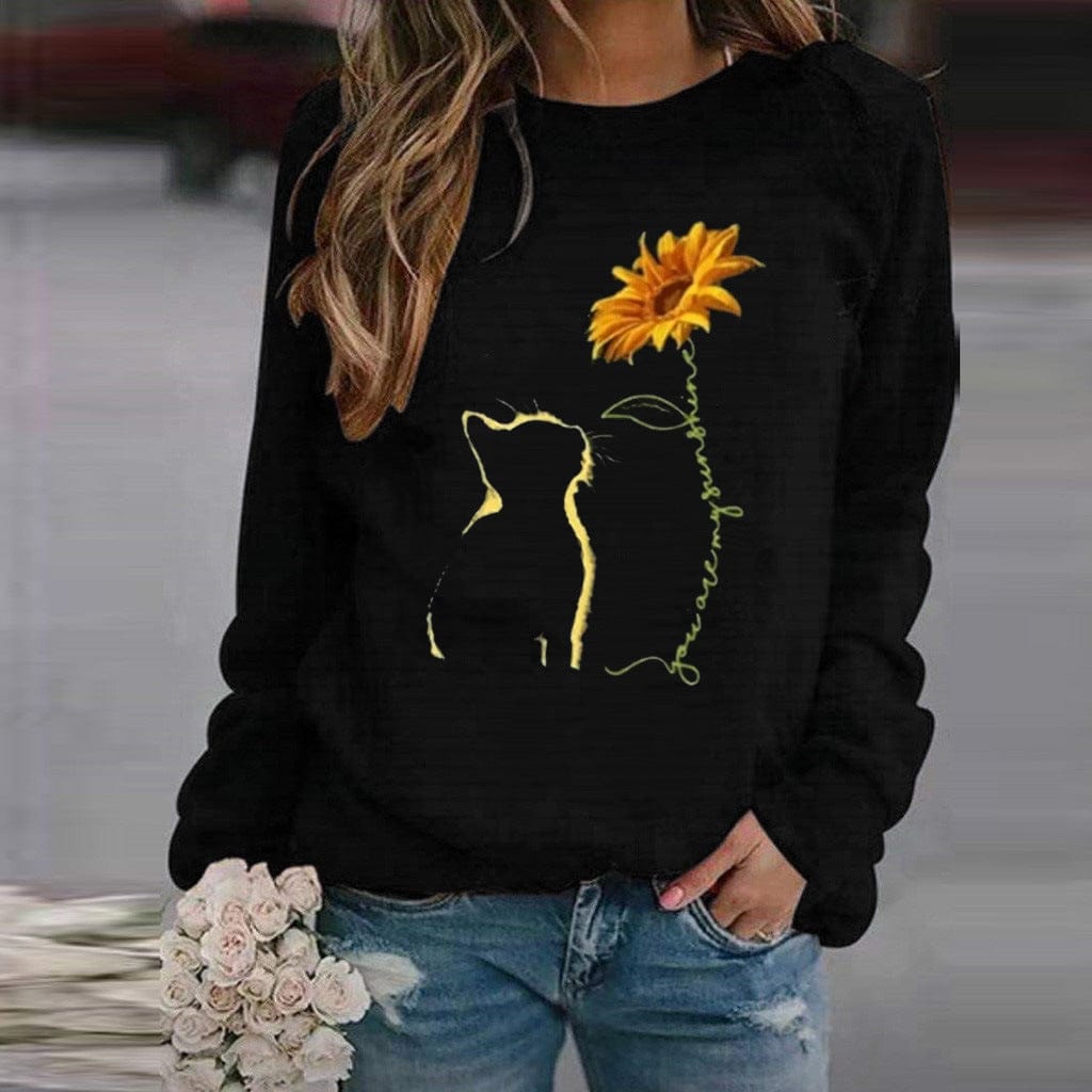 Flower Printed Long Sleeve Sweatshirt