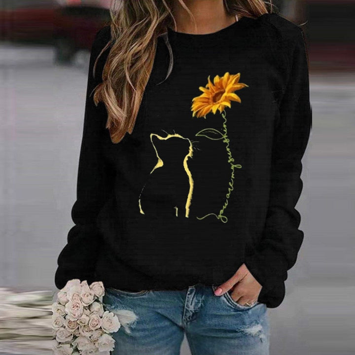 Flower Printed Long Sleeve Sweatshirt