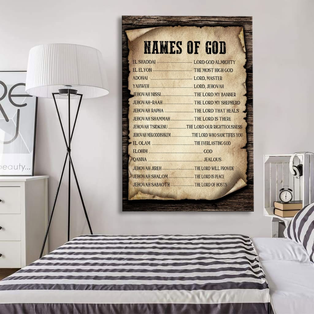 Names Of God Art Canvas Print Poster Christian Wall Decoration