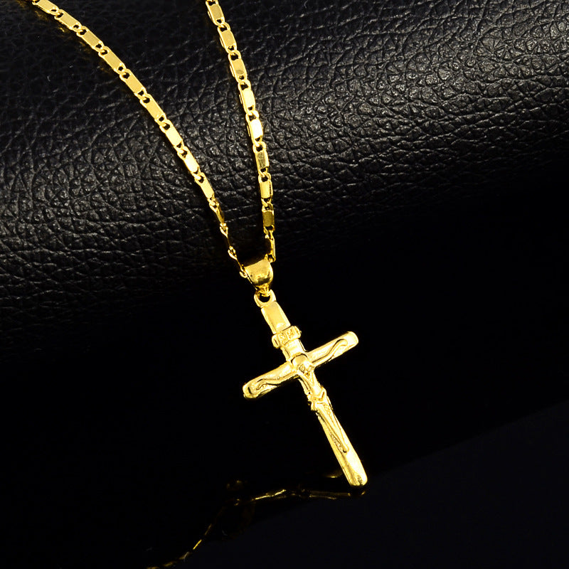 Christian Cross Pendant and Chain Gold Plated