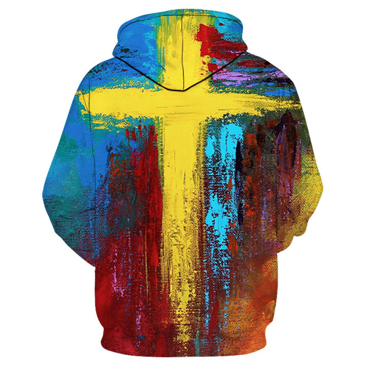 Fashion Cross Two Sided Men's Digital Long Sleeve Hoodie