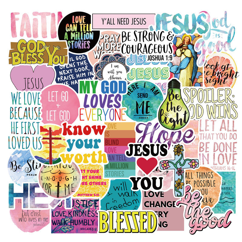 50 Stickers With Famous Sayings About The Faith Of Jesus Christians