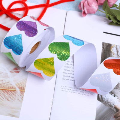 Colorful Love Heart Pattern Gift Self-adhesive Pattern Label Sticker