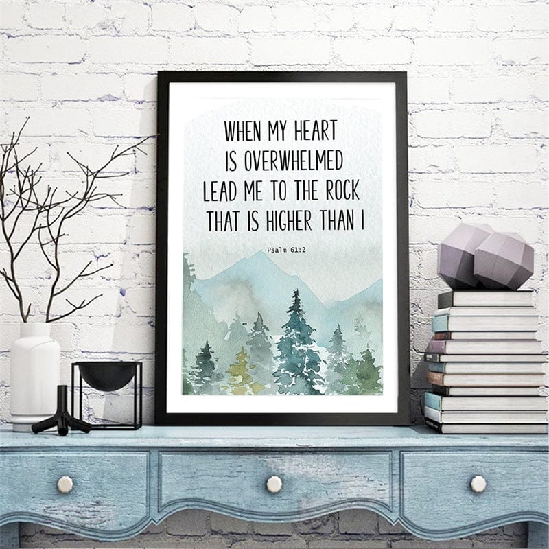 When My Heart Is Overwhelmed Lead Me To the Rock Mural Canvas Painting