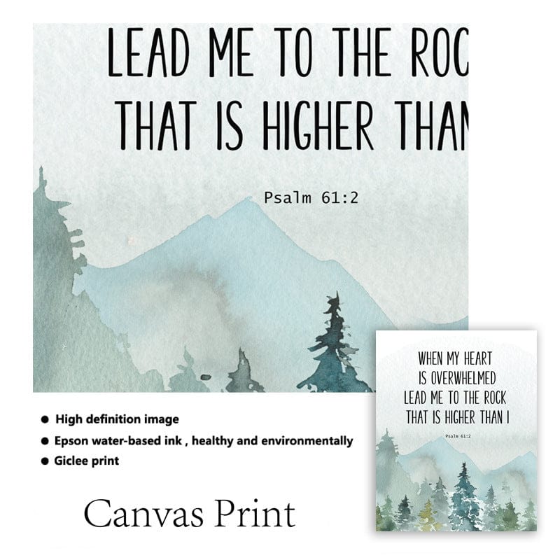 When My Heart Is Overwhelmed Lead Me To the Rock Mural Canvas Painting