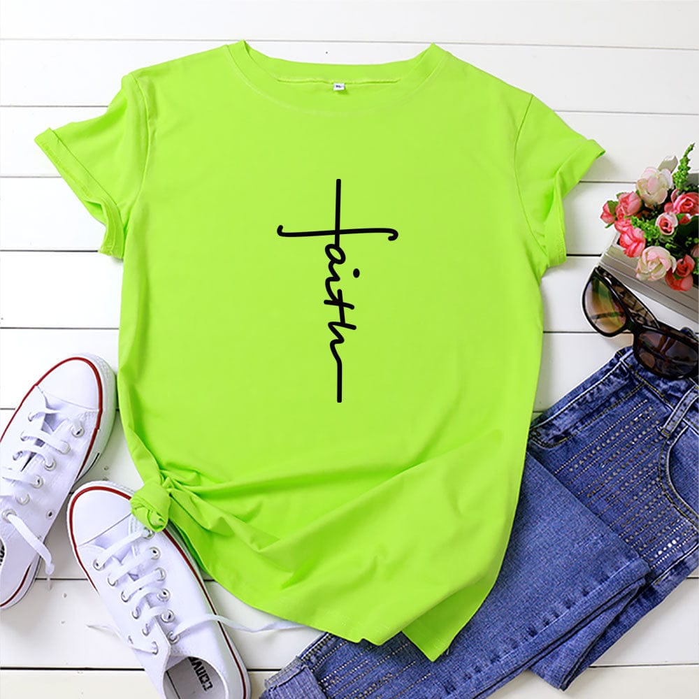Faith Graphic Printed Casual Short Sleeve T-Shirt