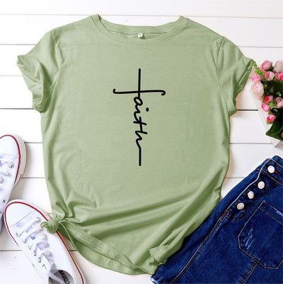 Faith Graphic Printed Casual Short Sleeve T-Shirt