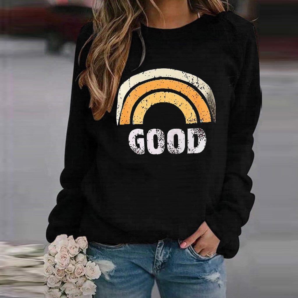 Flower Printed Long Sleeve Sweatshirt