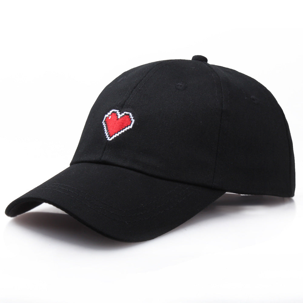 Lace-up Embroidered Heart Lace Baseball Women's Hat