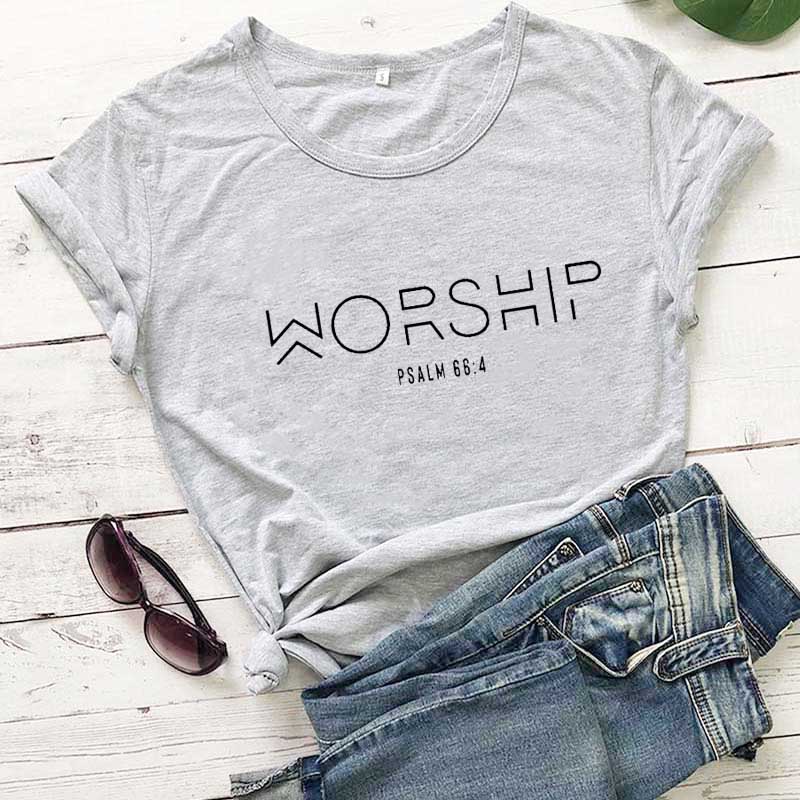 Worship Casual Cotton Christian T-Shirt Faith Shirt Women