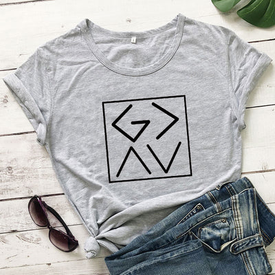God is Greater than the Highs and Lows Letter print T-Shirt