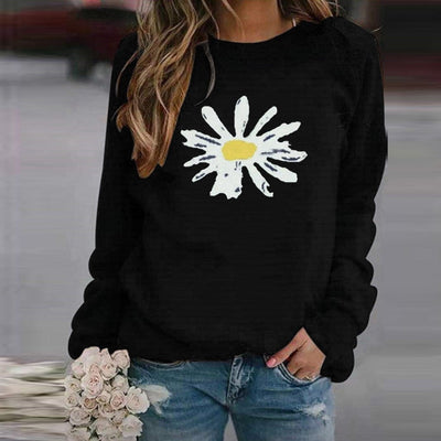 Flower Printed Long Sleeve Sweatshirt