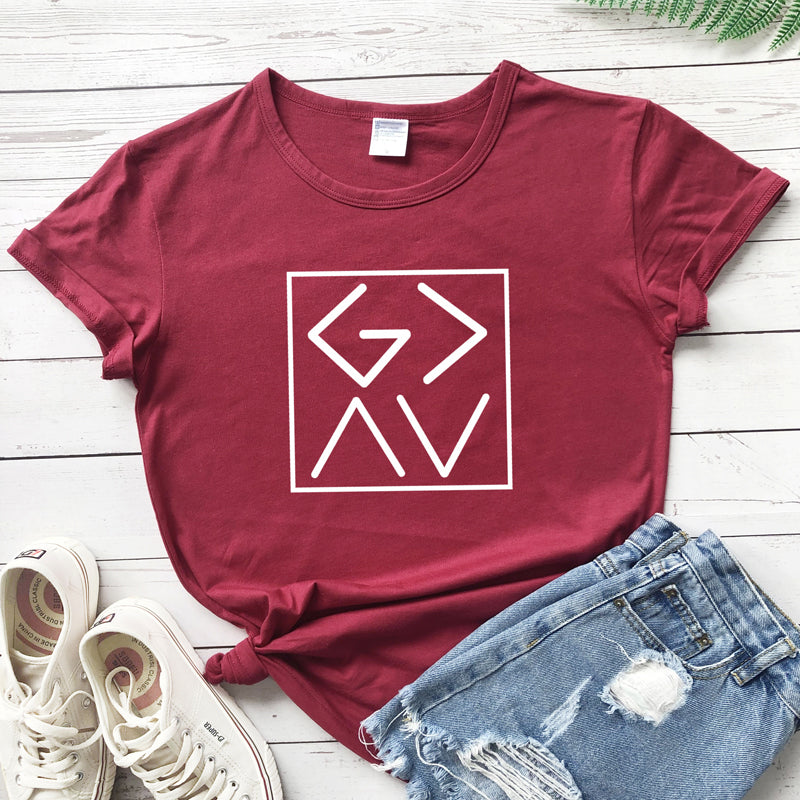 God is Greater than the Highs and Lows Letter print T-Shirt