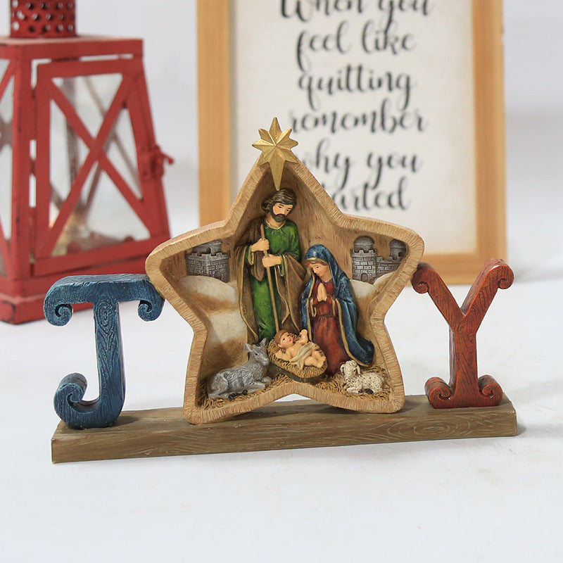 Christian Nativity Scene Arrangement Decorative Desktop Ornament
