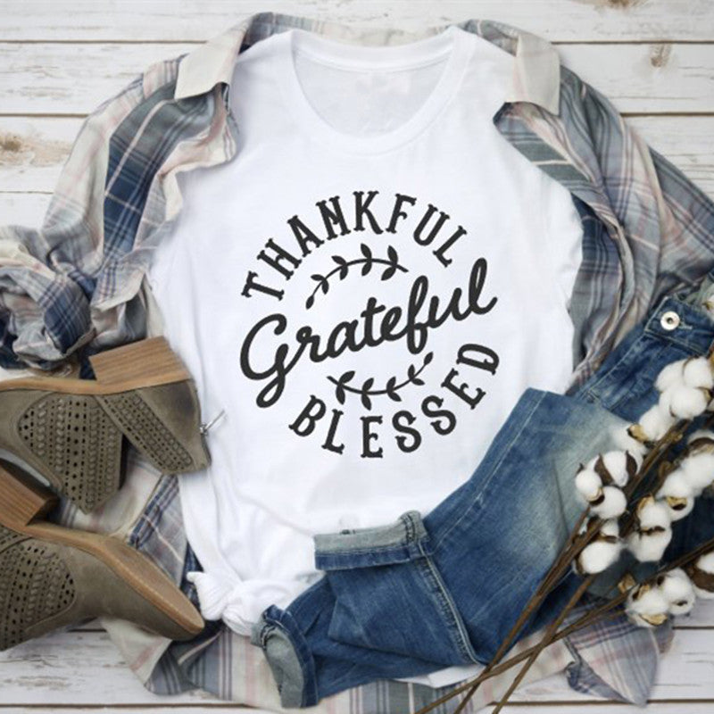 Thankful Grateful Blessed Womens T-shirt
