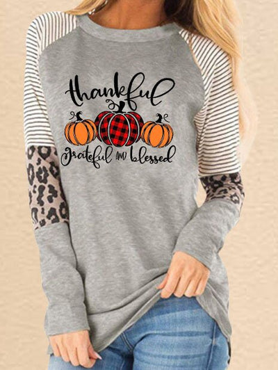 Pumpkin patterned Thankful Sweatshirt