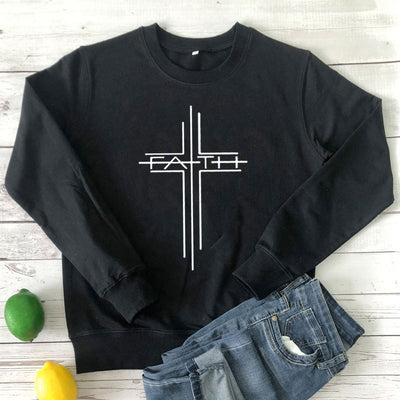 Faith Cross casual round neck long sleeve sweatshirt