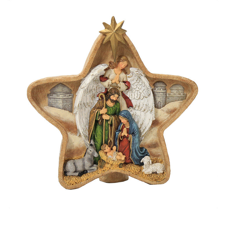 Christian Nativity Scene Arrangement Decorative Desktop Ornament