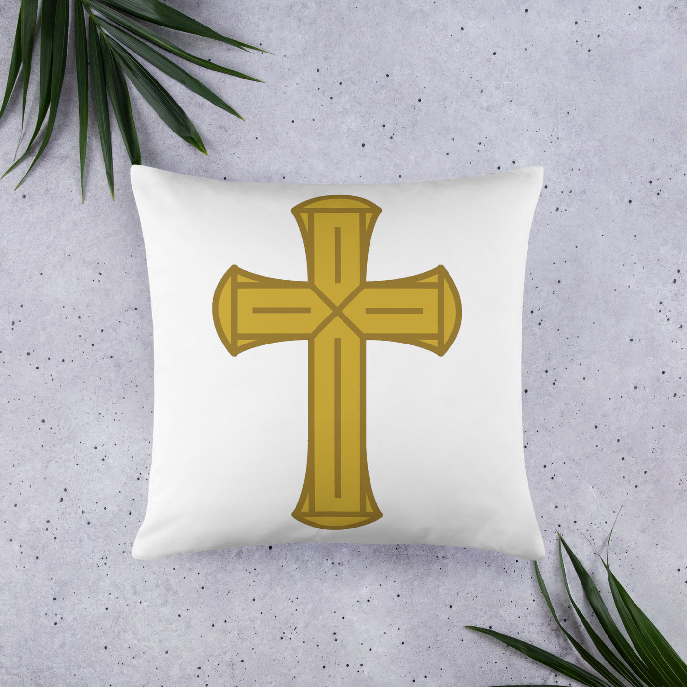 F&H Christian Gold Cross Basic Throw Pillow - Faith and Happiness Store
