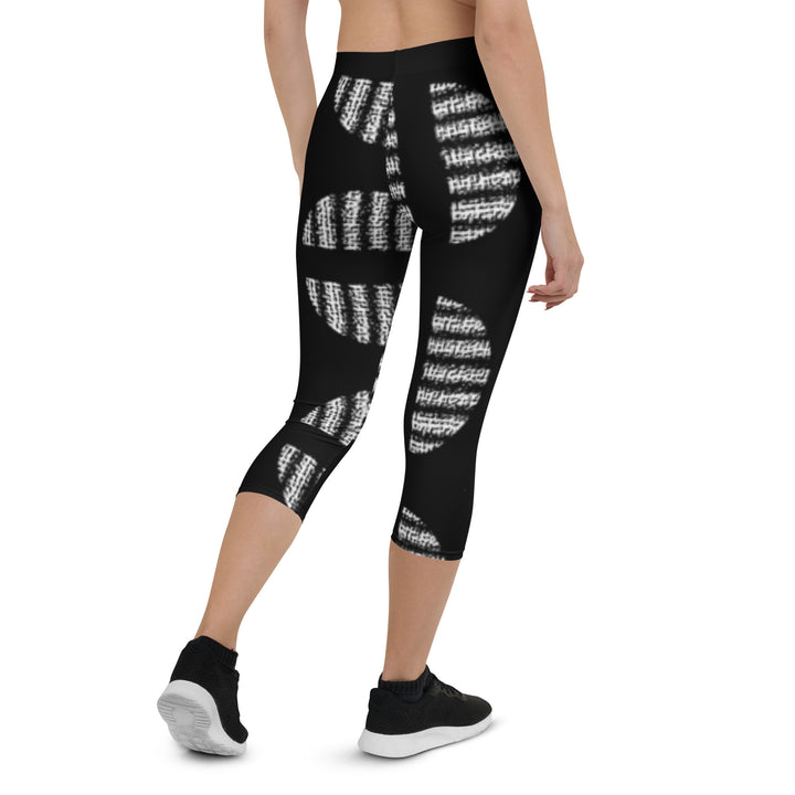 F&H Christian Black and White Circular Print Capri Leggings - Faith and Happiness Store