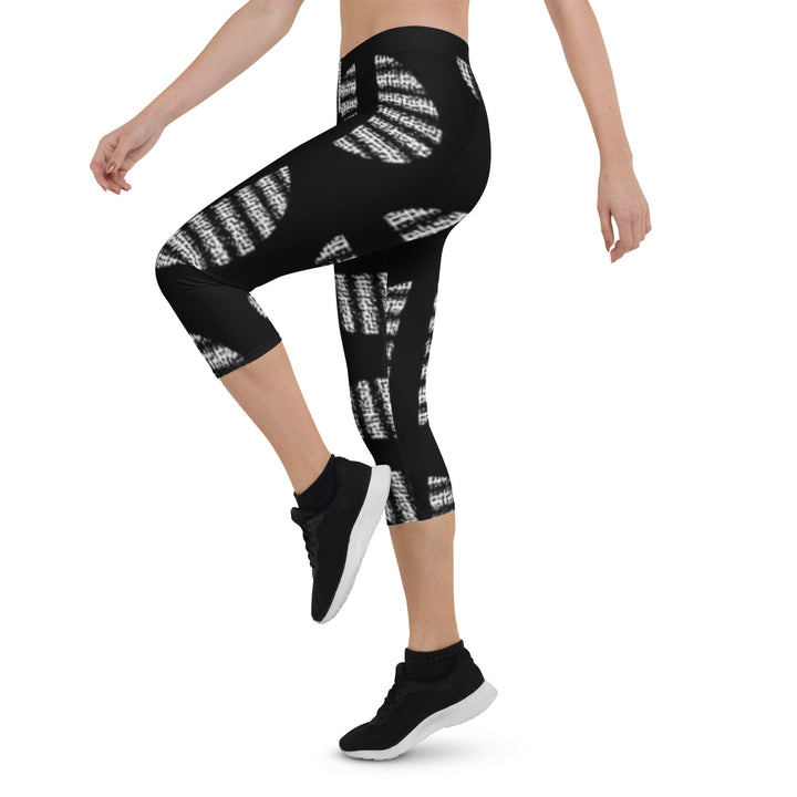 F&H Christian Black and White Circular Print Capri Leggings - Faith and Happiness Store