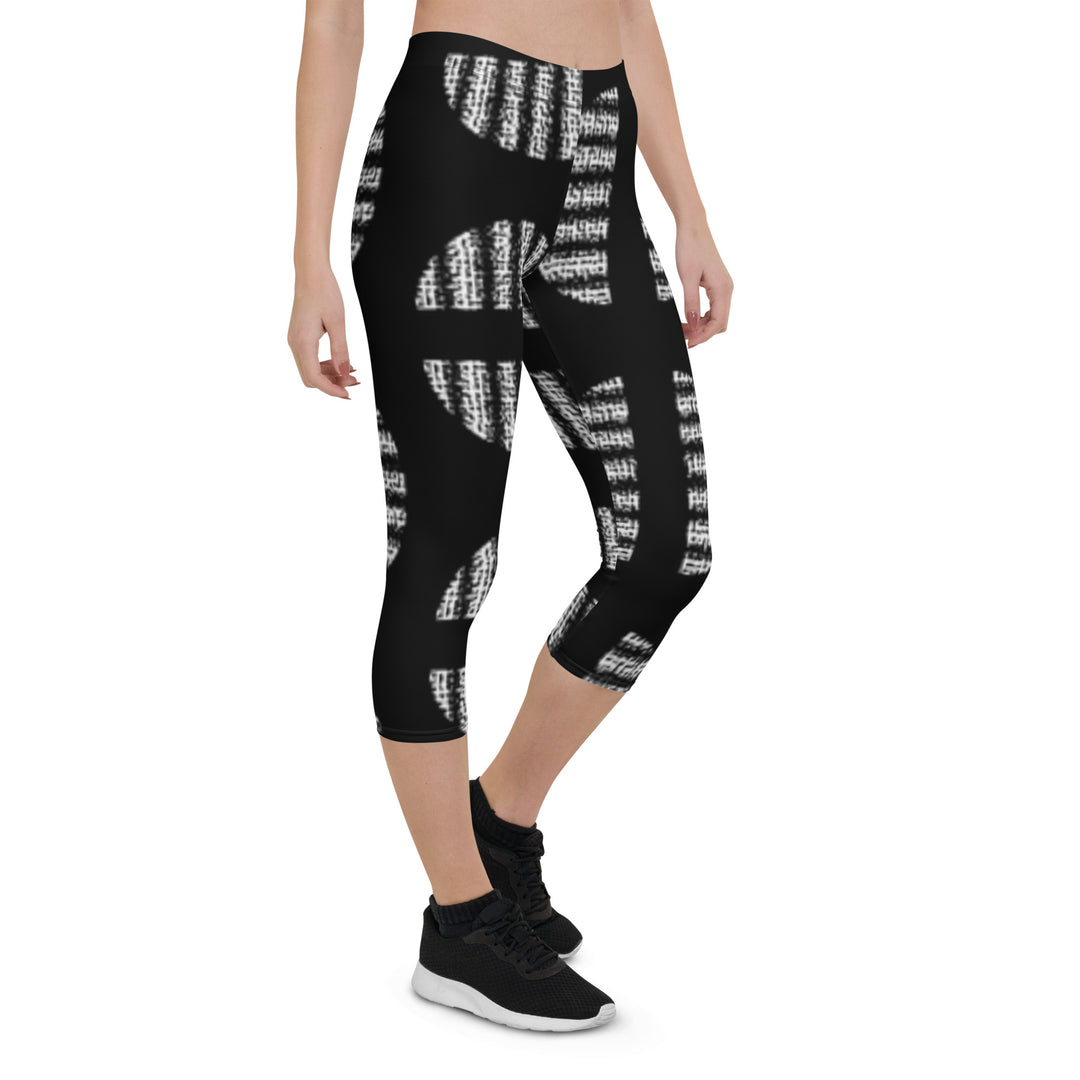 F&H Christian Black and White Circular Print Capri Leggings - Faith and Happiness Store