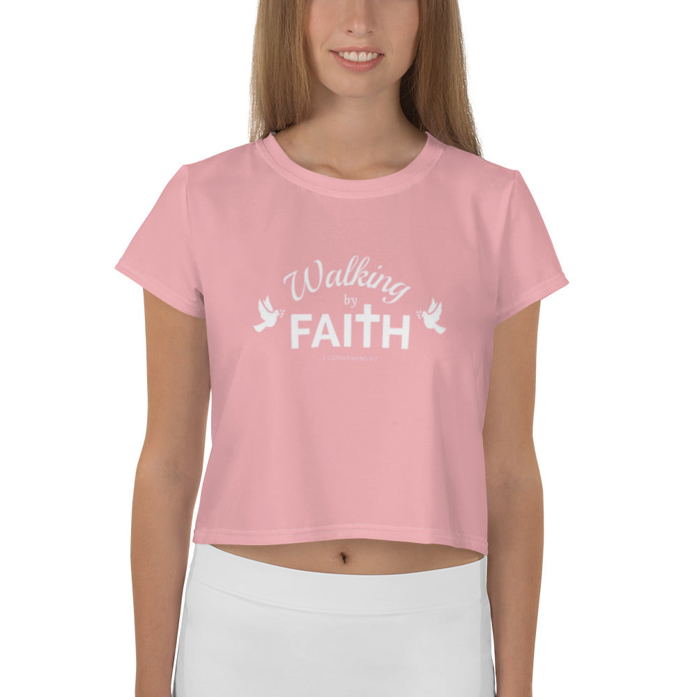 F&H Christian Walking By Faith Women's Crop Top - Faith and Happiness Store