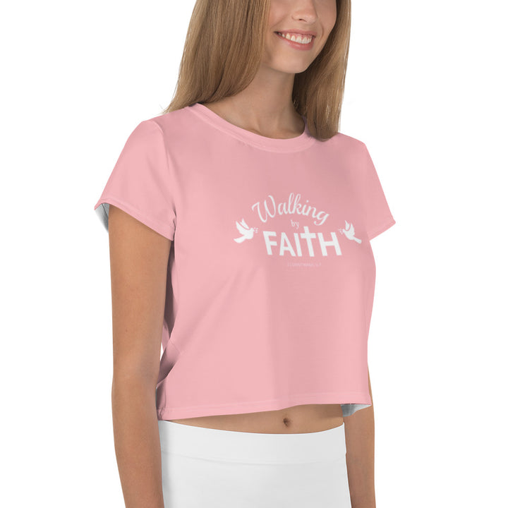 F&H Christian Walking By Faith Women's Crop Top - Faith and Happiness Store
