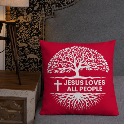 F&H Christian Jesus Loves All People Premium Throw Pillow - Faith and Happiness Store