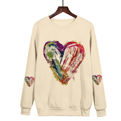 Love Ink Dye Printing Round Neck Pullover Plus Size Sweatshirt