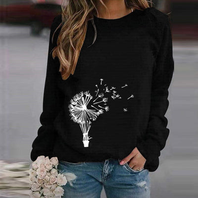 Flower Printed Long Sleeve Sweatshirt