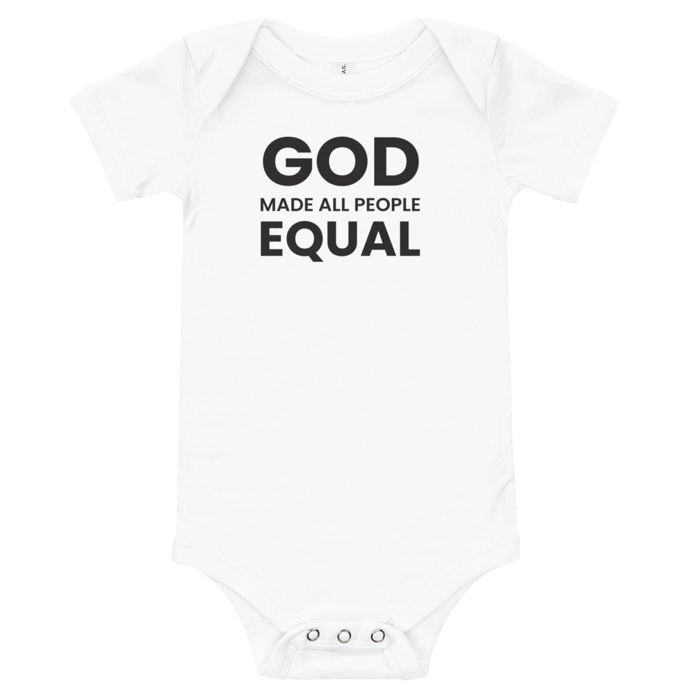 F&H Christian God Made All People Equal Baby short sleeve one piece - Faith and Happiness Store