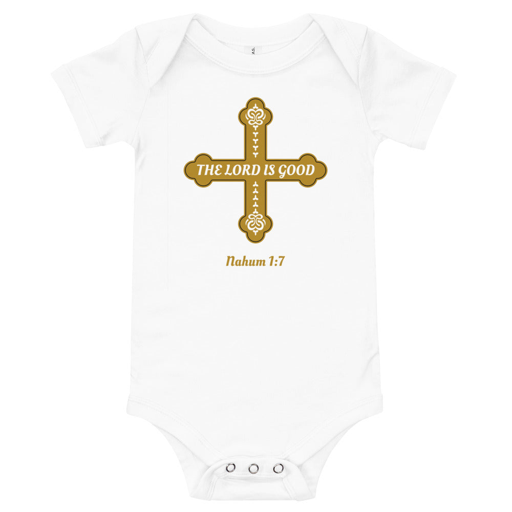 F&H Christian The Lord is Good Cross Baby short sleeve one piece - Faith and Happiness Store