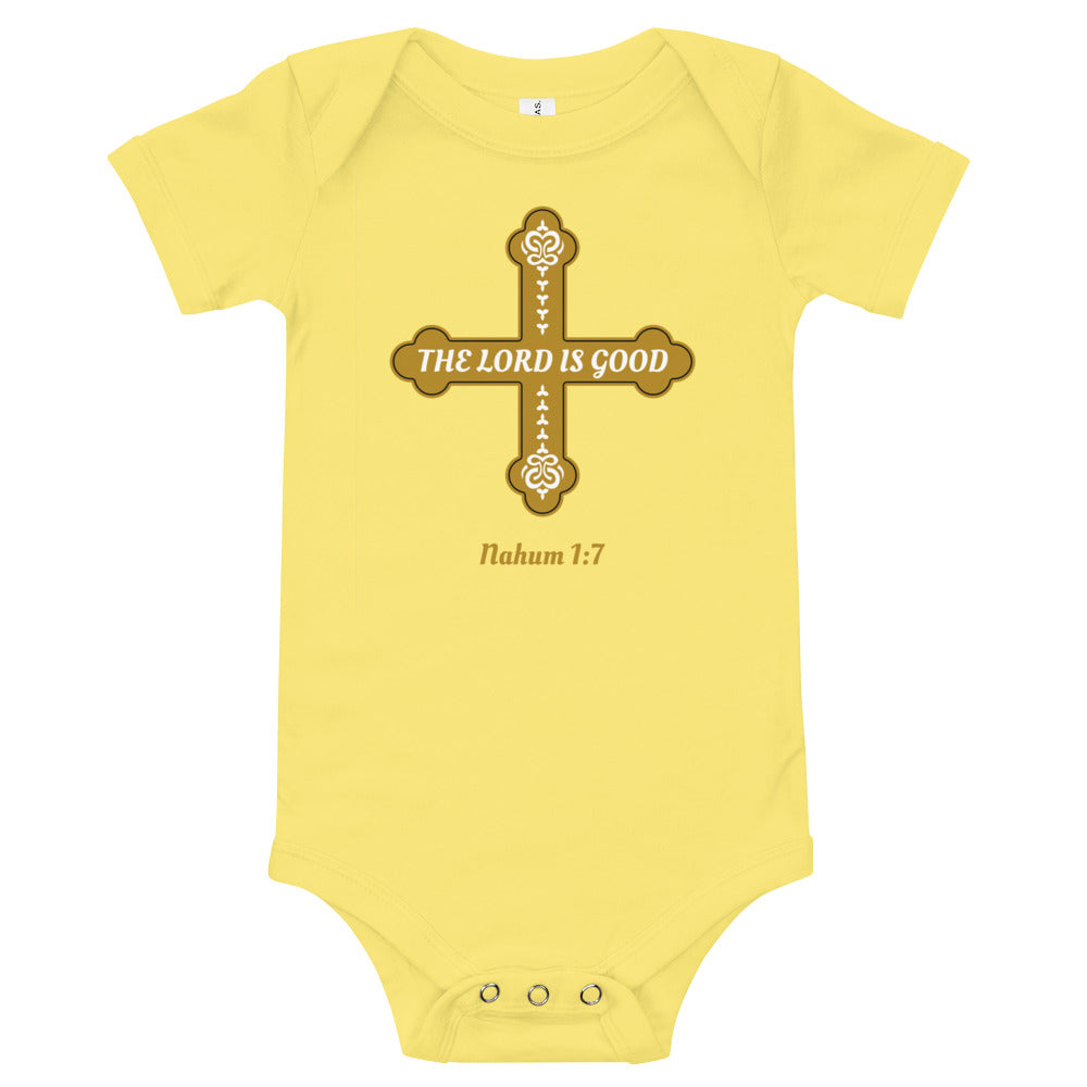 F&H Christian The Lord is Good Cross Baby short sleeve one piece - Faith and Happiness Store