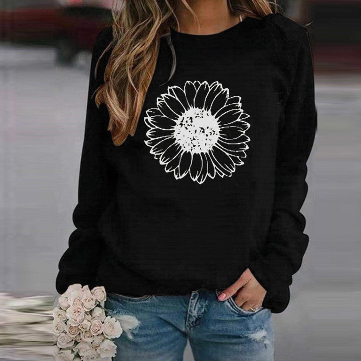 Flower Printed Long Sleeve Sweatshirt