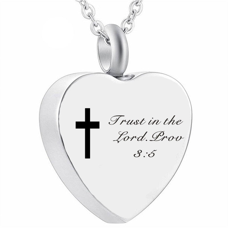 Bible Verse Stainless Steel Heart Perfume Box Necklace