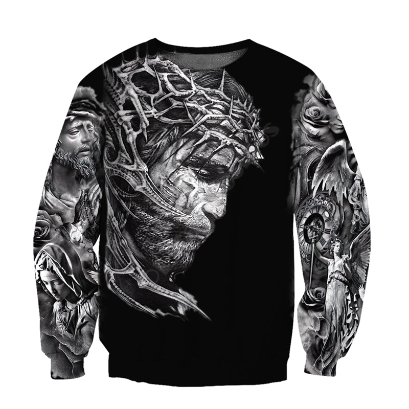 Christian Religious Pattern Good Crucifixion Digital 3D Full Print Sweatshirt
