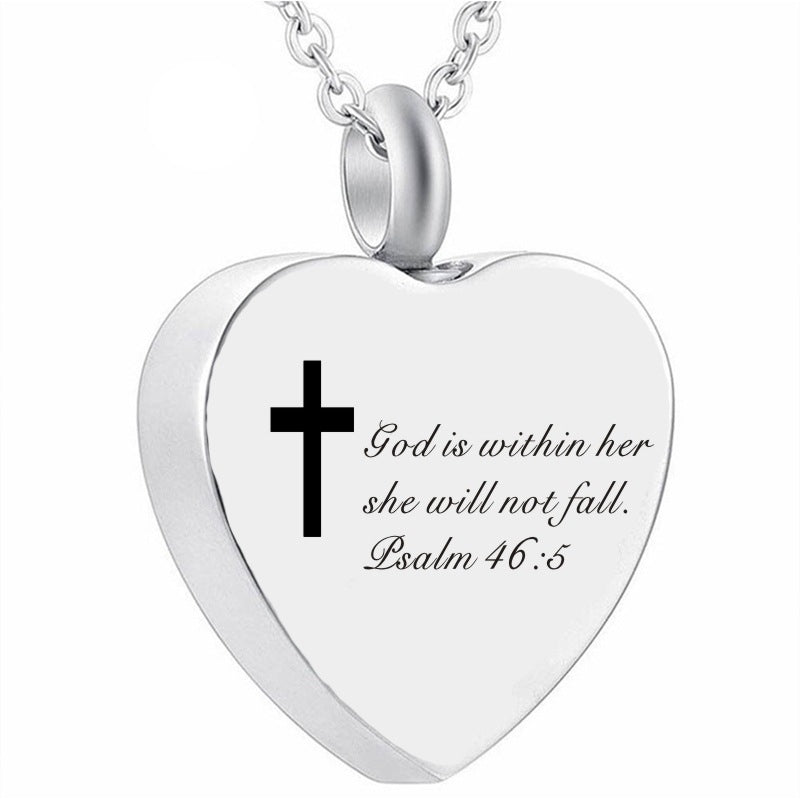 Bible Verse Stainless Steel Heart Perfume Box Necklace