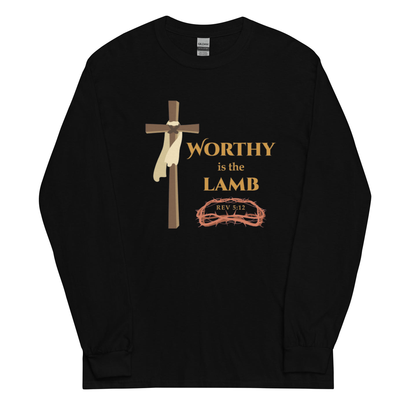 F&H Christian Worthy is the Lamb Men’s Long Sleeve Shirt - Faith and Happiness Store