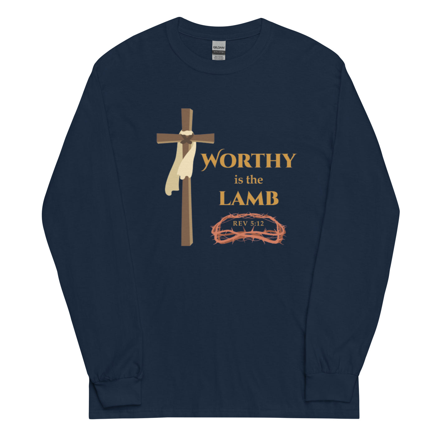 F&H Christian Worthy is the Lamb Men’s Long Sleeve Shirt - Faith and Happiness Store
