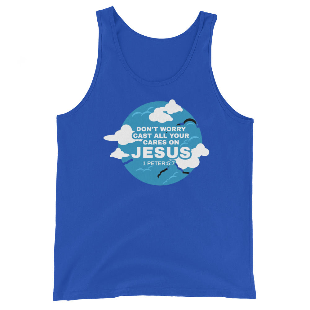 F&H Christian Cast all your Cares on Jesus Men's Tank Top - Faith and Happiness Store