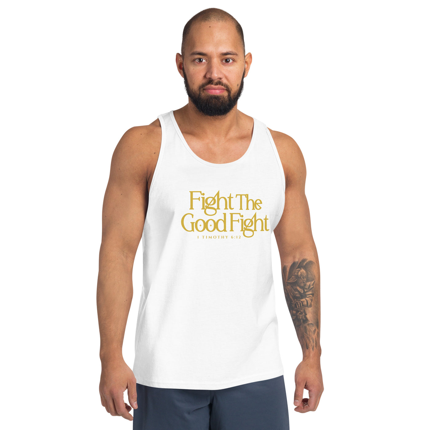 F&H Christian Fight the Good Fight Mens Tank Top